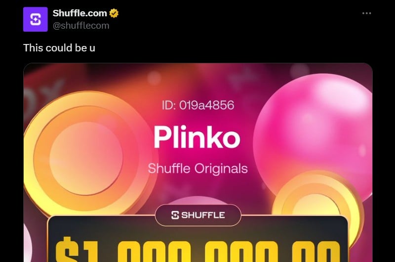 Twitter 1M Shuffle Plinko Win 1011